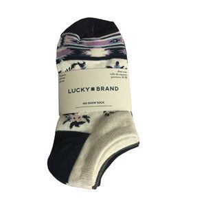 LUCKY BRAND Ladies No Show Socks Size 4-10 Navy Plum Cream